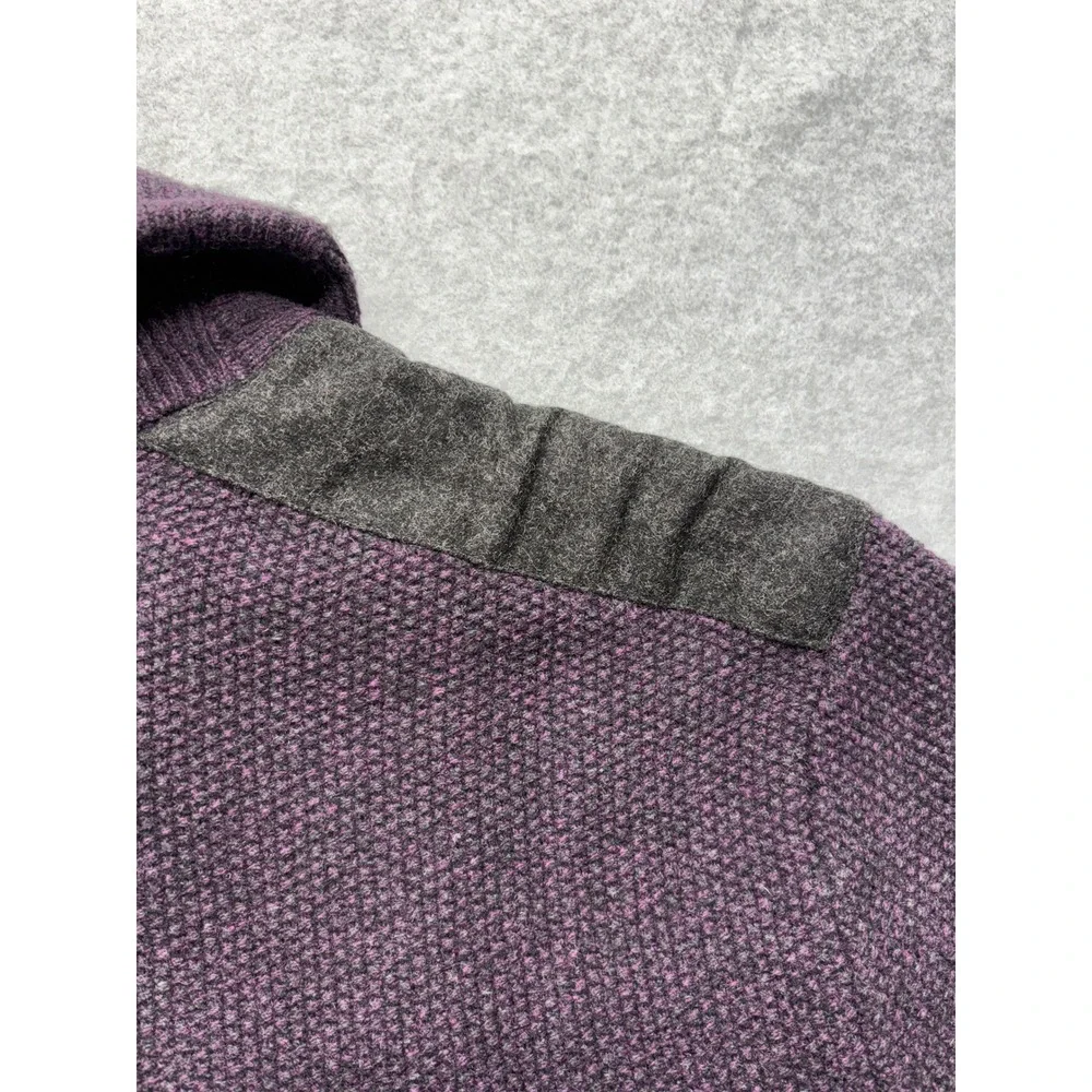 Banana Republic Mens Purple Merino Wool Blend Shawl Collar Sweater Large Patch